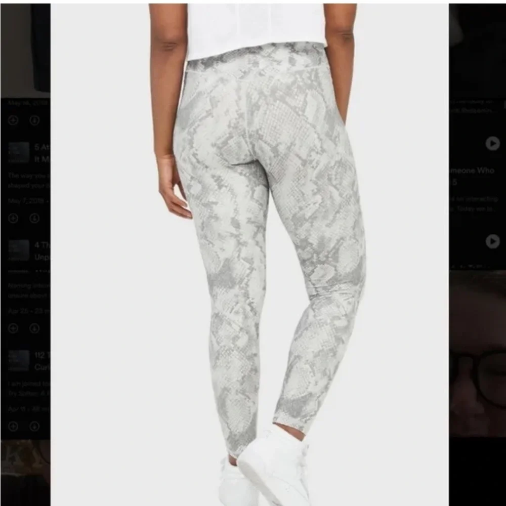 Aerie Gray Snake Print high rise cross waist leggings